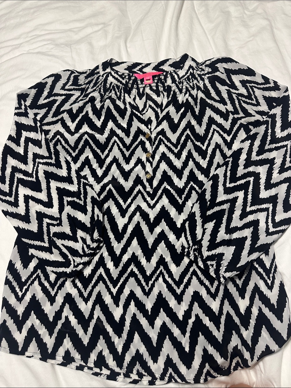 Lilly Pulitzer Black & White Chevron Elsa Blouse
